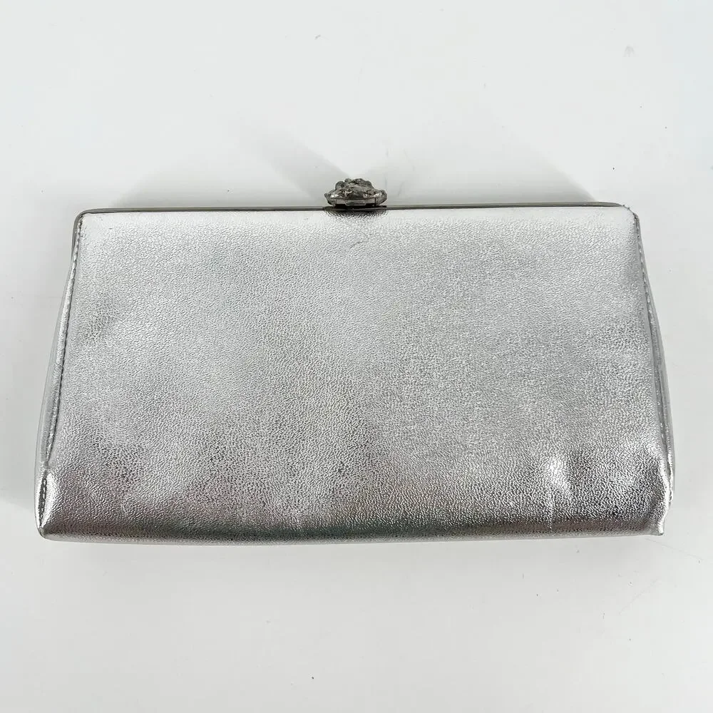 vintage silver metallic clutch evening bag
